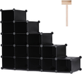 Puroma 16-Cube Stackable Shoe Organizer Plastic Shoe Storage Rack Durable Modular Shoe Cabinet, Space Saving for Closet Hallway Bedroom Entryway (Black) Furniture > Cabinets & Storage > Armoires & Wardrobes Puroma Black  