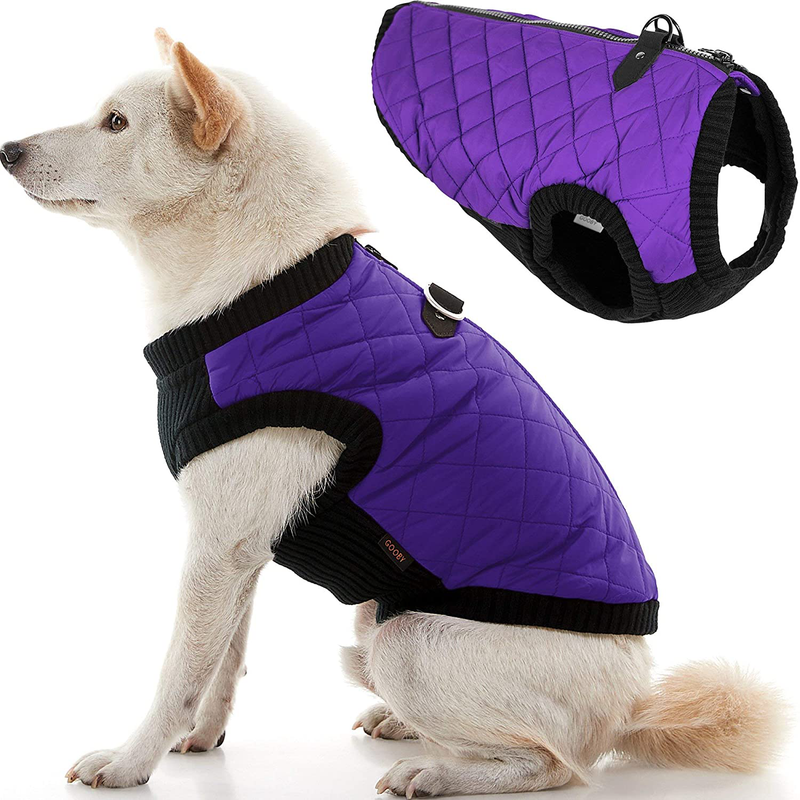 Gooby Fashion Vest Dog Jacket - Warm Zip up Dog Bomber Vest with Dual D Ring Leash - Winter Water Resistant Small Dog Sweater - Dog Clothes for Small Dogs Boy or Medium Dogs for Indoor and Outdoor Use Animals & Pet Supplies > Pet Supplies > Dog Supplies > Dog Apparel Gooby Violet Large chest (~17.25") 