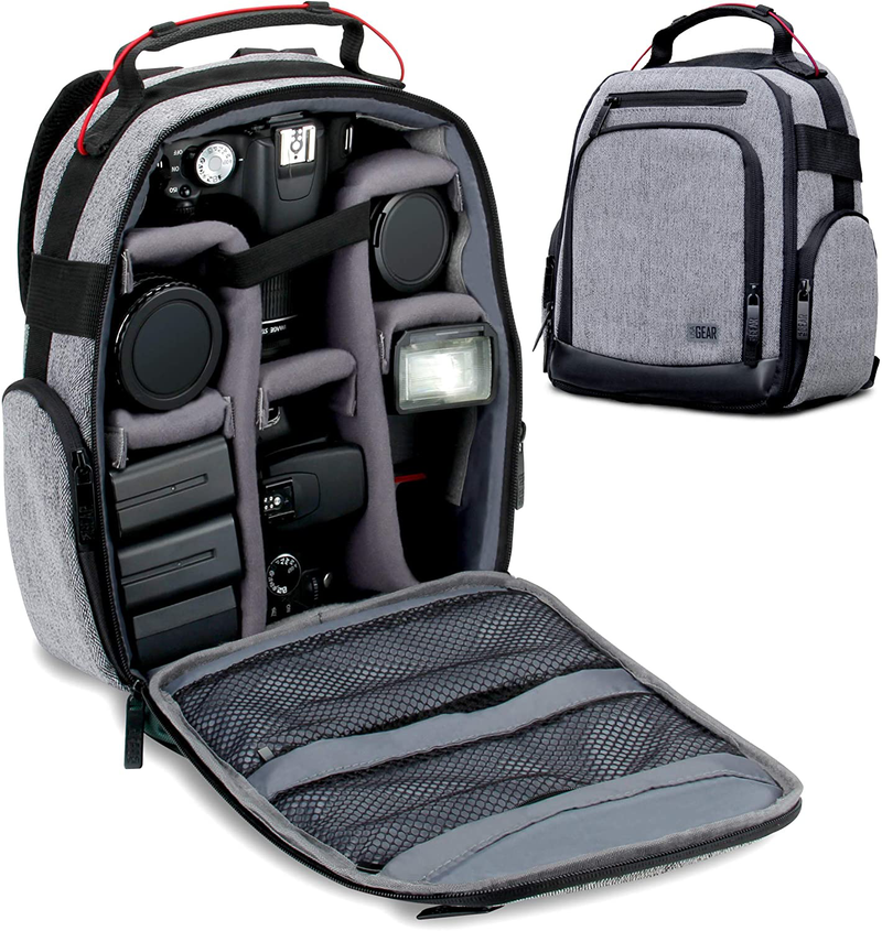 USA GEAR Portable Camera Backpack for DSLR (Gray) with Customizable Accessory Dividers, Weather Resistant Bottom and Comfortable Back Support - Compatible with Canon, Nikon and More Cameras & Optics > Camera & Optic Accessories > Camera Parts & Accessories > Camera Bags & Cases USA Gear Grey and Black  
