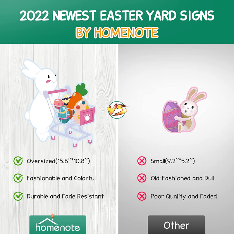 HOMENOTE 9Pcs Easter Yard Signs Decorations Outdoor, Easter Yard Decorations Lawn Signs with Stakes Basket Eggs Bunny Chick Waterproof Easter Garden Decor for Easter Party Decoration Home & Garden > Decor > Seasonal & Holiday Decorations homenote   