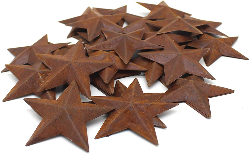 CVHOMEDECO. Primitives Rustic Country Décor. Rusty Small Metal Barn Star Home Decorative Accents, 2-Inch, Set of 24 Home & Garden > Decor > Artwork > Sculptures & Statues CVHOMEDECO. 3"  