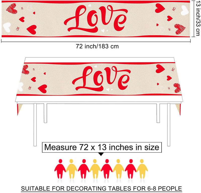 Ruisita Valentines Day Table Runner Cotton and Linen Love Table Runner for Valentines Day Table Decorations, 72 X 13 Inches Home & Garden > Decor > Seasonal & Holiday Decorations Ruisita   