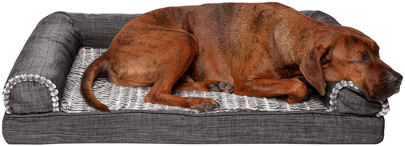 Furhaven Orthopedic, Cooling Gel, and Memory Foam Pet Beds for Small, Medium, and Large Dogs and Cats - Luxe Perfect Comfort Sofa Dog Bed, Performance Linen Sofa Dog Bed, and More Animals & Pet Supplies > Pet Supplies > Dog Supplies > Dog Beds Furhaven Faux Fur & Linen Charcoal Sofa Bed (Memory Foam) Large (Pack of 1)