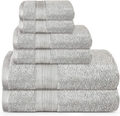 TRIDENT Soft and Plush, 100% Cotton, Highly Absorbent, Bathroom Towels, Super Soft, 6 Piece Towel Set (2 Bath Towels, 2 Hand Towels, 2 Washcloths), 500 GSM, Teal Home & Garden > Linens & Bedding > Towels TRIDENT Silver  