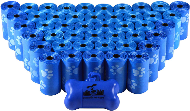 Downtown Pet Supply Dog Pet Waste Poop Bags with Leash Clip and Bag Dispenser - 180, 220, 500, 700, 880, 960, 2200 Bags Animals & Pet Supplies > Pet Supplies > Dog Supplies Downtown Pet Supply Blue with Paw Prints 880 Bags 