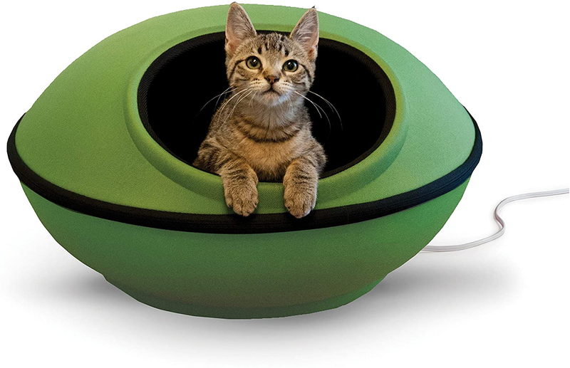 K&H PET PRODUCTS Mod Dream Pod Pet Bed, Big Cat Cave for All Cat Sizes, Heated and Unheated, Multiple Colors Animals & Pet Supplies > Pet Supplies > Cat Supplies > Cat Beds K&H PET PRODUCTS Green/Black Heated 