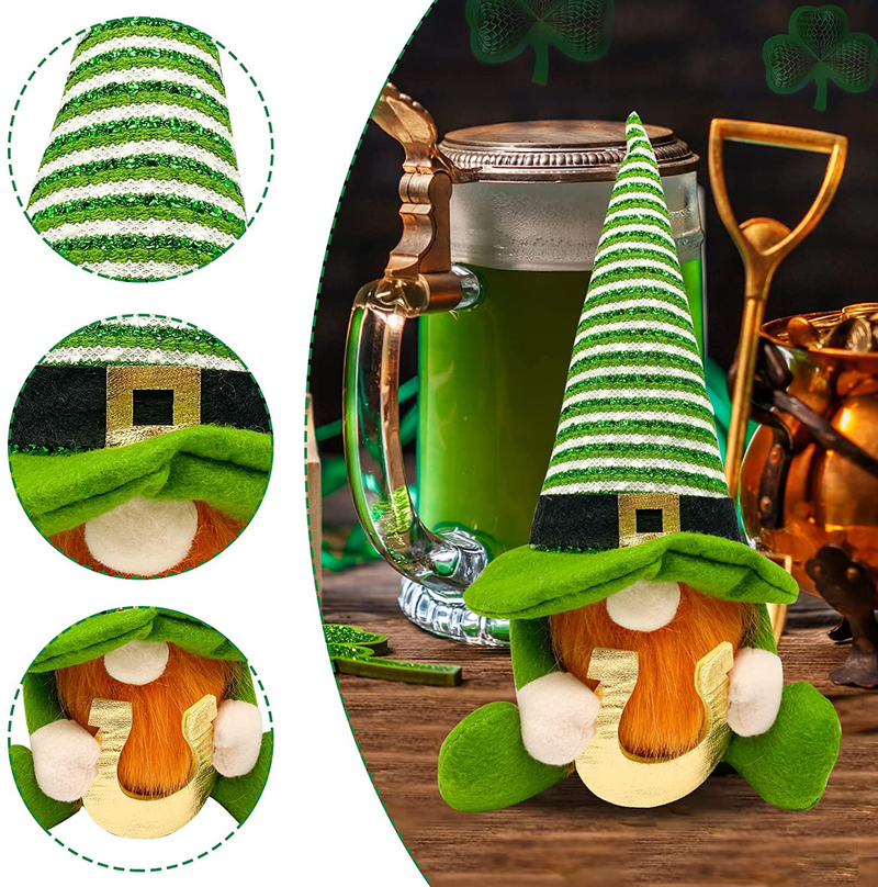 St Patricks Day Gnome Plush for St Patricks Day Decorations Home Table Ornament Decor Green Irish Faceless Gnome for St Patricks Day Gifts Faceless Dwarf Swedish Tomte Leprechaun (Green)