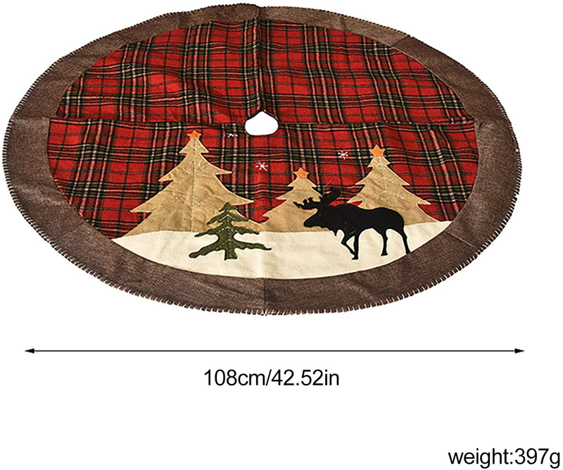 FAHOTE Christmas Tree Skirt 48inch Double Layers Xmas Tree Skirt for Christmas Decorations Winter New Year House Decoration Supplies Holiday Ornaments Indoor Outdoor