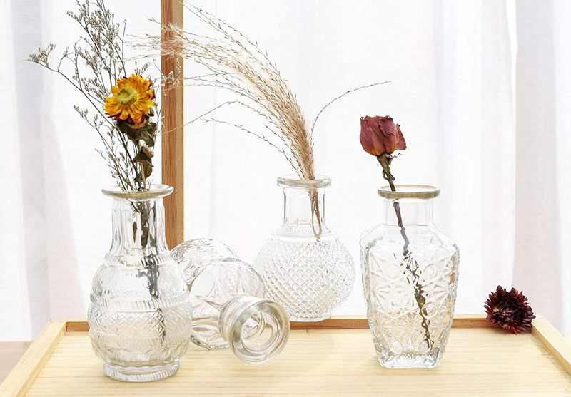 Set of 5 Single Bud Vase Small Glass Vase for Centerpiece Vintage Style,Thick Vase for Events,Home Décor Home & Garden > Decor > Vases Lynnsdecor   
