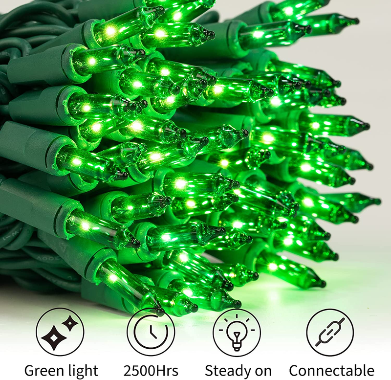 Minetom St. Patrick'S Day Mini String Lights, 100 Count 27 Feet Detachable Incandescent Bulb Waterproof Green Fairy Lights Plug in for Indoor Outdoor Party Patio Christmas Decoration, Green Wire Home & Garden > Lighting > Light Ropes & Strings Minetom   