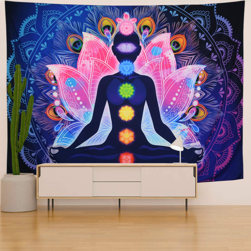 Maccyafst Seven Chakra Tapestry Yoga Meditation Wall Tapestry Colorful Mandala Tapestry Indian Hippie Chakra Tapestry Wall Hanging for Studio Room (H51.2× W59.1) Home & Garden > Decor > Artwork > Decorative Tapestries Maccyafst   