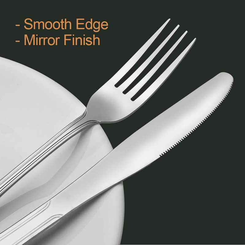 Silverware Set,20-Piece Stainless Steel Silverware Flatware Cutlery Set Service for 4, Knife Fork Spoon Flatware Set, Modern Design & Smooth Edge