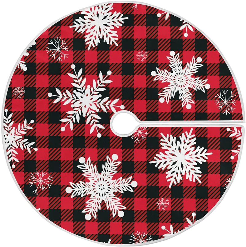 Merry Christmas Red Truck Snowman Christmas Tree Skirt Decorations Winter Snowflake Cardinal Bird Gnome Xmas Tree Mat 35 inch for Holiday Party Supplies Rustic Ornaments Mini Tree Skirt Home & Garden > Decor > Seasonal & Holiday Decorations > Christmas Tree Skirts Wamika Snowflake 35 X 35 IN 