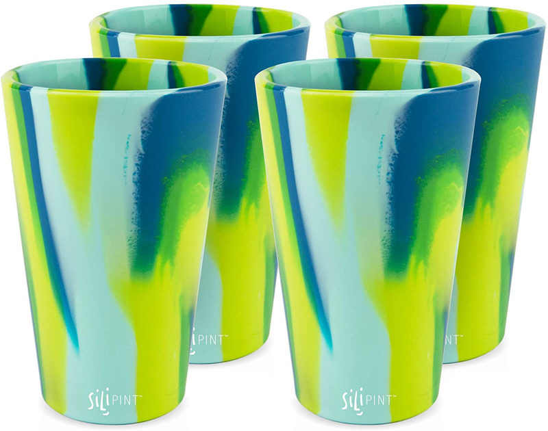 Silipint Silicone Pint Glass. Unbreakable, Reusable, Durable, and Guaranteed for Life. Shatterproof 16 Ounce Silicone Cups for Parties, Sports and Outdoors (2-Pack, Arctic Sky & Hippy Hop) Home & Garden > Kitchen & Dining > Tableware > Drinkware Silipint Sea Swirl 4-Pack 
