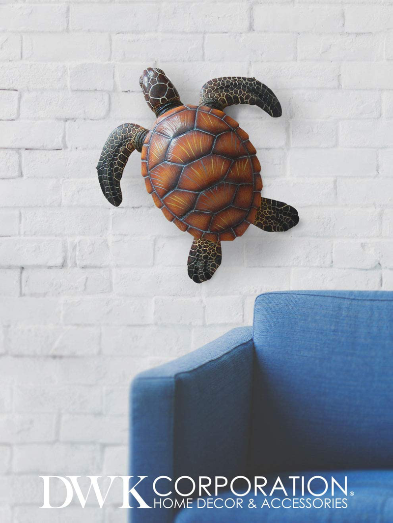 DWK Wall Mounted Sea Turtle Sea Themed Decor | Turtles Sculptures Hanging Decoration | Ocean Theme Classroom | Ocean Sculpture and Turtle Home Decor - 10"