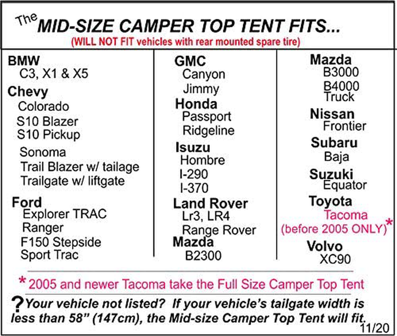 Mid-Size Truck Camper Tent Sporting Goods > Outdoor Recreation > Camping & Hiking > Tent Accessories DAC   