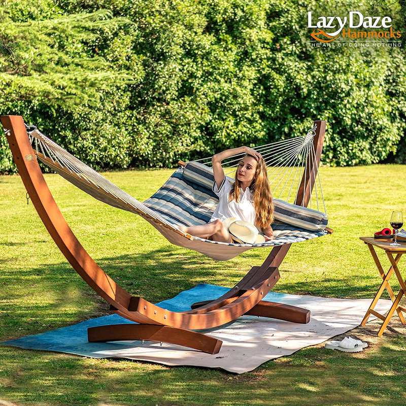 Lazy Daze 12 FT Sunbrella Hammock Double Size Quilted Hammock with Hardwood Spreader Bar and Bolster Pillow for Two Person, All Weather and Fade Resistant, 450 lbs Capacity (Scope Cape) Home & Garden > Lawn & Garden > Outdoor Living > Hammocks Lazy Daze Hammocks   