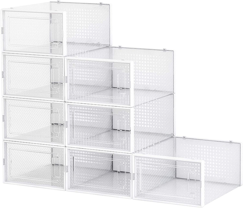 PARANTA Clear Shoe Storage Box Plastic Foldable and Stackable, Set of 12, for Storage and Display of Men and Women Shoes 13.15" X 9" X 5.5" Furniture > Cabinets & Storage > Armoires & Wardrobes PARANTA 8pcs M 