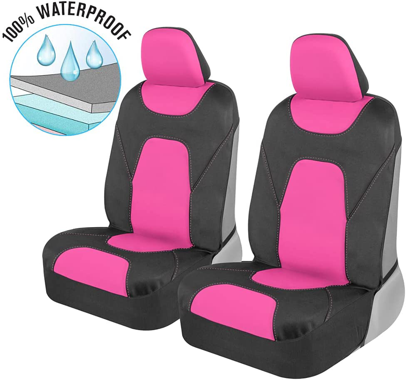 Motor Trend AquaShield Car Seat Covers for Front Seats, Beige – 3 Layer Waterproof Seat Covers, Neoprene Material with Modern Sideless Design, Universal Fit for Auto Truck Van SUV Vehicles & Parts > Vehicle Parts & Accessories > Motor Vehicle Parts > Motor Vehicle Seating Motor Trend Hot Pink & Black  