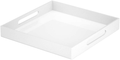 NIUBEE Clear Serving Tray 12x16 Inches -Spill Proof- Acrylic Decorative Tray Organiser for Ottoman Coffee Table Countertop with Handles Home & Garden > Decor > Decorative Trays NIUBEE White 12x12 