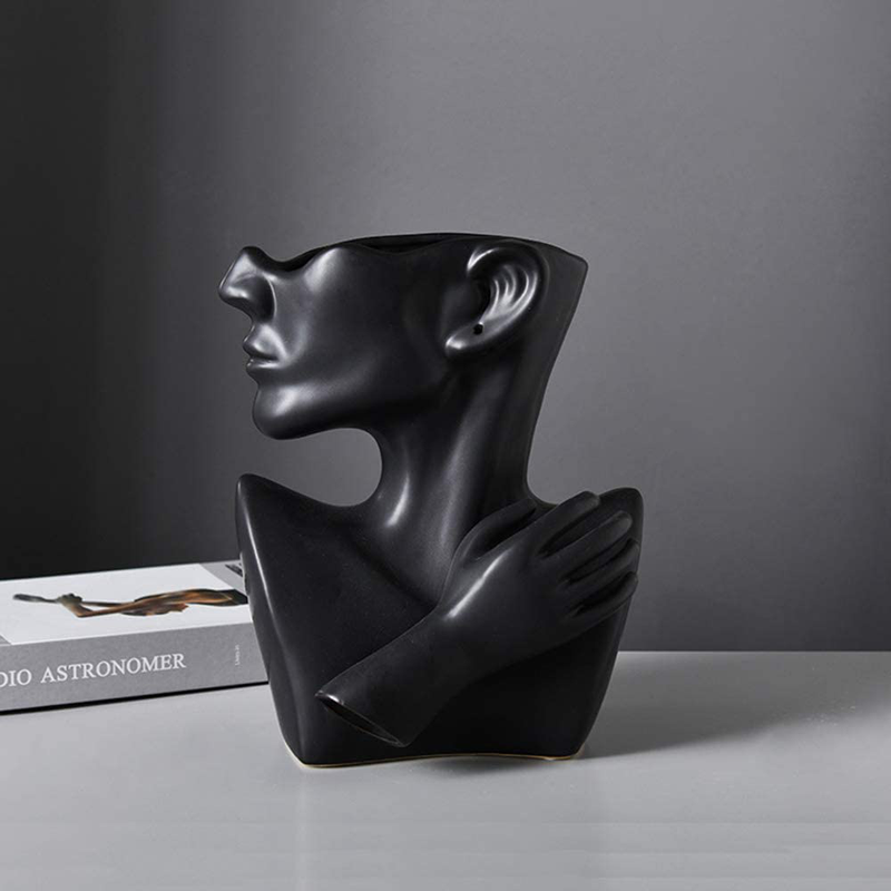 KatoonX Ceramics Greek Statue Face Vase Creative Head Sculpture for Home Decoration Home & Garden > Decor > Vases KatoonX Black  