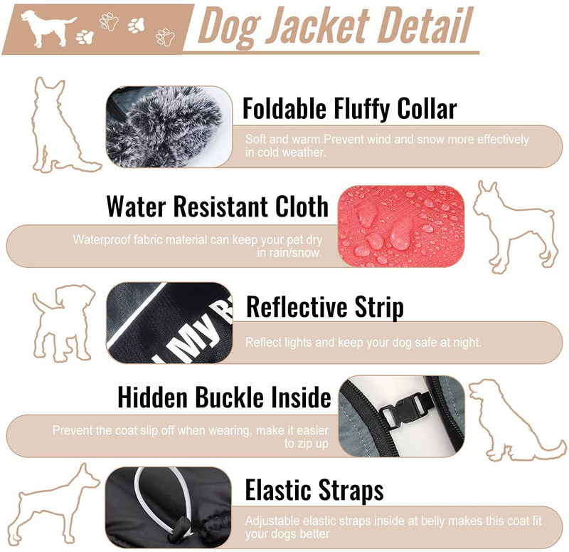 Dog Winter Coat with Harness - Warm Waterproof Dog Snow Jacket, Reflective Dog Vest Pet Clothes for Small Medium Large Dogs Animals & Pet Supplies > Pet Supplies > Dog Supplies > Dog Apparel ALAGIRLS   