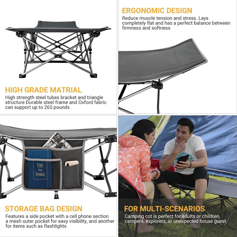 Kingcamp Folding Camping Cot, Heavy Duty Design Holds Adults Portable and Ultra Lightweight Single Person Bed for Camp Office Indoor & Outdoor Use Sporting Goods > Outdoor Recreation > Camping & Hiking > Camp Furniture KingCamp   