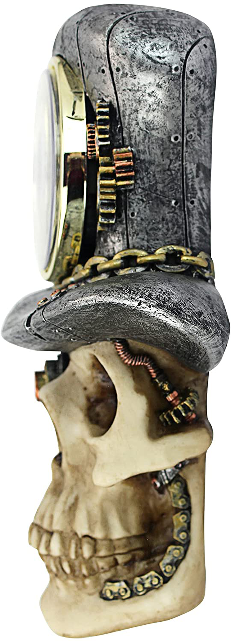 Design Toscano Steampunk Mad Hatter Skull Sculptural Wall Clock, Full Color