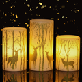 GenSwin Glass Flameless Candles with Elk Decor and Remote Timers, Battery Operated Moving Wick Led Flickering Light, Set of 3 Real Wax Pillar Candles for Christmas Home Decoration Home & Garden > Decor > Seasonal & Holiday Decorations& Garden > Decor > Seasonal & Holiday Decorations GenSwin Flameless Deer  