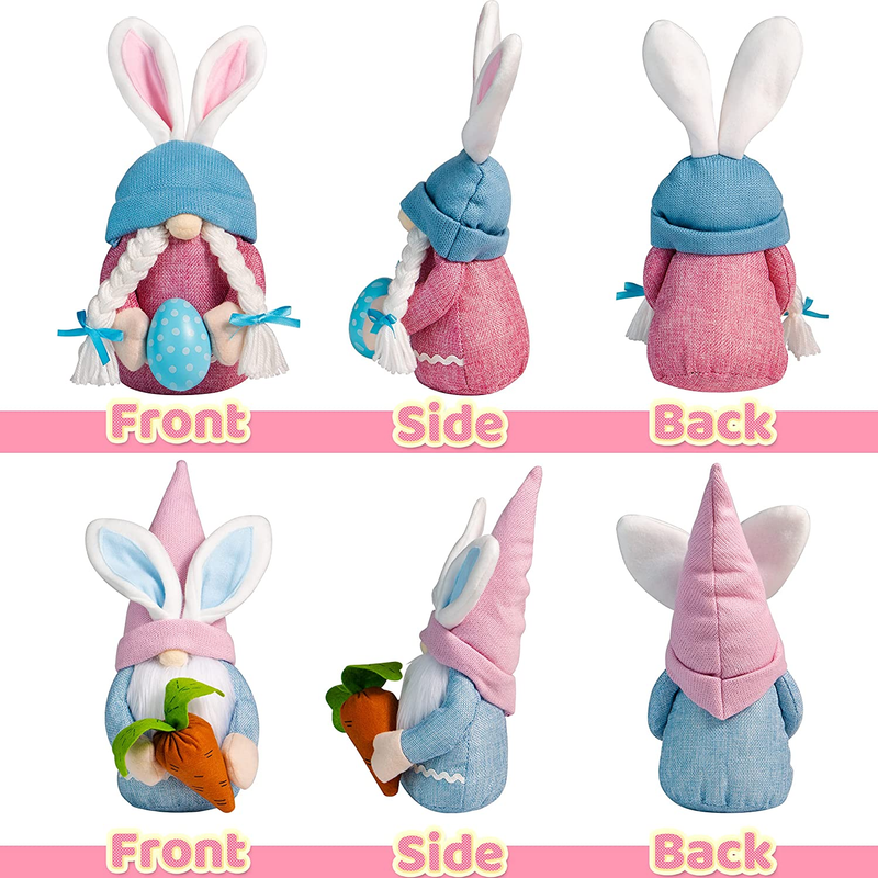 JOYIN 2 Pcs Easter Decorations Gnome Faceless Plush Doll for Easter Theme Party Favor, Easter Eggs Hunt, Basket Stuffers Filler, Classroom Prize Supplies