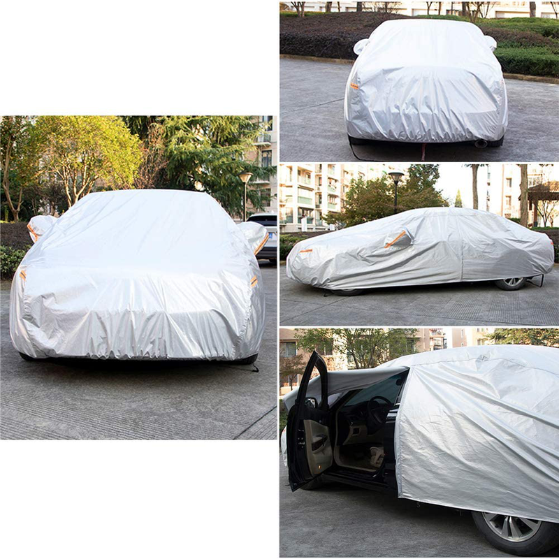 Kayme 6 Layers Car Cover Waterproof All Weather for Automobiles, Outdoor Full Cover Rain Sun UV Protection with Zipper Cotton, Universal Fit for Sedan (186"-193")  Kayme   