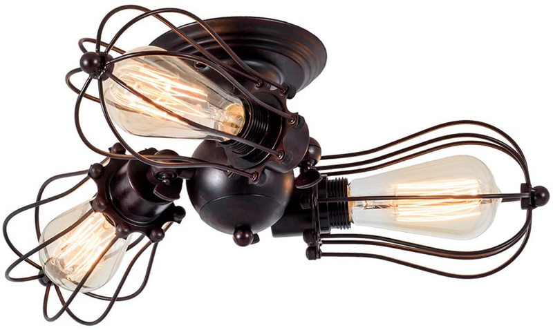 Luling Vintage Ceiling Light Industrial, Chandeliers Adjustable Socket Metal Wire Cage Lamp Semi-Flush Mount Rustic Ceiling Light Metal Lamp Fixtures (No Bulb) (With 3 Light) (Rust Color) (Rust) Home & Garden > Lighting > Lighting Fixtures > Ceiling Light Fixtures KOL DEALS   