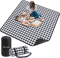 Remunkia Picnic Blanket Outdoor Blankets 79"x 79" Extra Large 3 Layers Waterproof Picnic Mat Oversized & Portable for Beach, Park, Camping, Travel, Hiking - Black & White Home & Garden > Lawn & Garden > Outdoor Living > Outdoor Blankets > Picnic Blankets Remunkia Black and White  