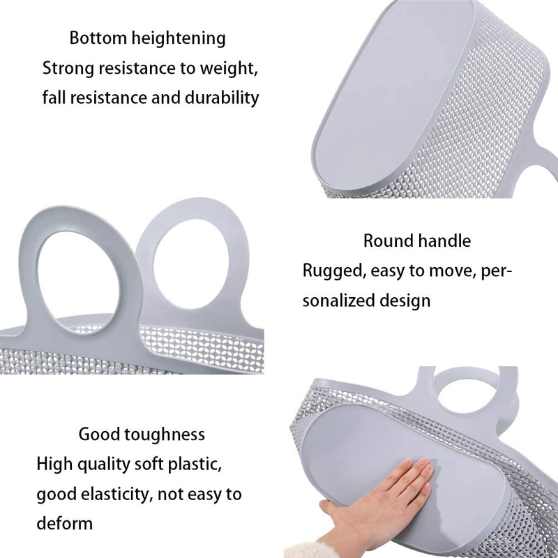 Plastic Shower Caddy, Portable Storage Basket Tote for Bathroom, Kitchen, Dorm Room, round Handle Organizer (Grey) Sporting Goods > Outdoor Recreation > Camping & Hiking > Portable Toilets & Showers UUJOLY   