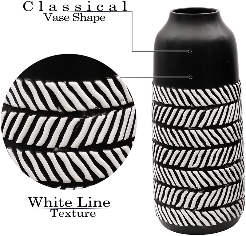 TERESA'S COLLECTIONS Ceramic Black Vase, Rustic Tribal Decorative Vases for Home Decor Living Room Table Shelf Decorations, 10 inch, Set of 2 Home & Garden > Decor > Vases TERESA'S COLLECTIONS   