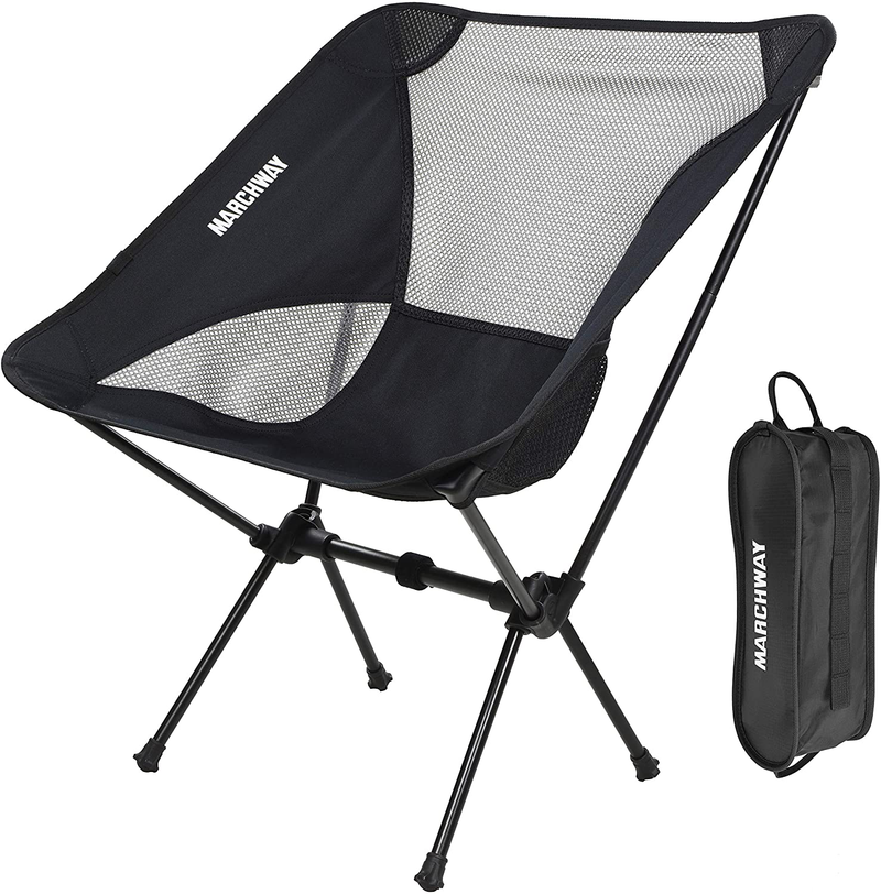 MARCHWAY Ultralight Folding Camping Chair, Portable Compact for Outdoor Camp, Travel, Beach, Picnic, Festival, Hiking, Lightweight Backpacking Sporting Goods > Outdoor Recreation > Camping & Hiking > Camp Furniture MARCHWAY Black  