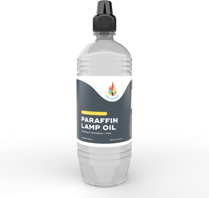 Liquid Paraffin Lamp Oil - 1 Liter - Smokeless, Odorless, Ultra Clean Burning Fuel for Indoor and Outdoor Use (Clear)