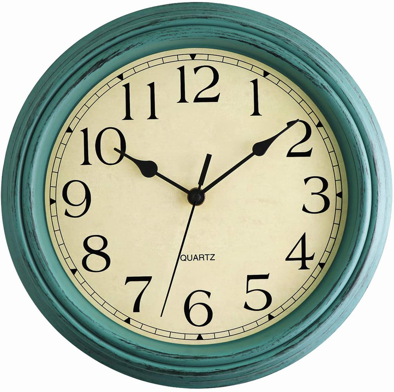 Foxtop Retro Silent Non-Ticking Round Classic Clock Quartz Decorative Battery Operated Wall Clock for Living Room Kitchen Home Office 12 inch (Bronze) Home & Garden > Decor > Clocks > Wall Clocks Foxtop Turquoise 12 inch 