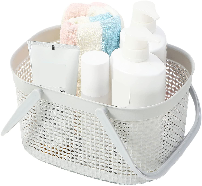 Shower Caddy Basket with Handle,Plastic Organizer Storage Tote,Portable Bathroom Storage Basket,College Dorm,Kitchen (Blue)
