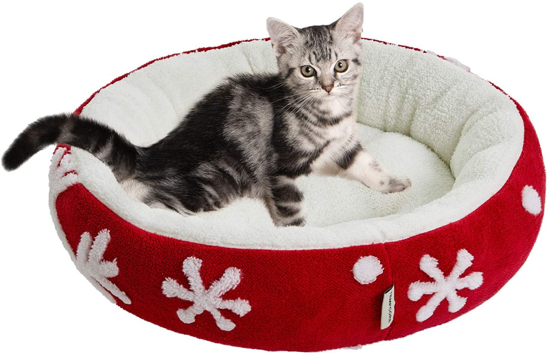 Tempcore Cat Bed for Indoor Cats, Machine Washable Cat Beds, 20 Inch Pet Bed for Cats or Small Dogs,Anti-Slip & Water-Resistant Bottom Animals & Pet Supplies > Pet Supplies > Cat Supplies > Cat Beds Tempcore Christmas Red 20 inch 