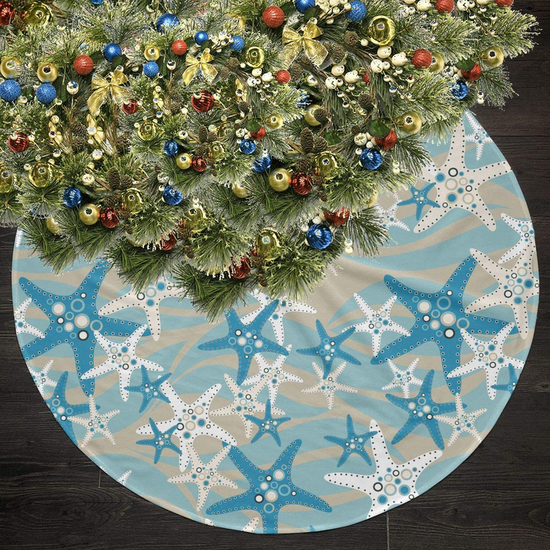 Christmas Tree Skirt Starfish 35.5" Tree Skirt for Xmas Decor Festive Holiday Decoration