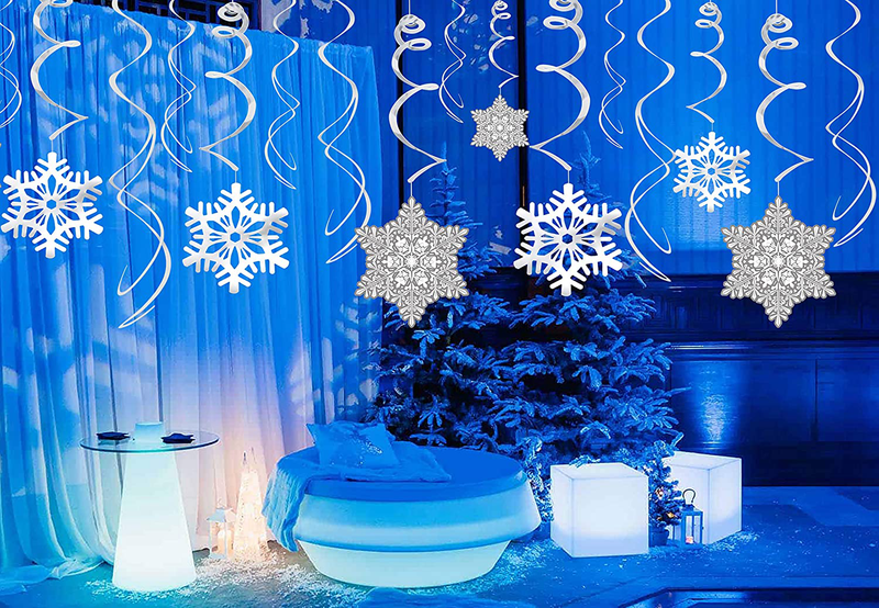 Moon Boat 40Ct Christmas Snowflake Hanging Swirl Decorations - Winter Party Wonderland Xmas Holiday Supplies Home & Garden > Decor > Seasonal & Holiday Decorations& Garden > Decor > Seasonal & Holiday Decorations Moon Boat   