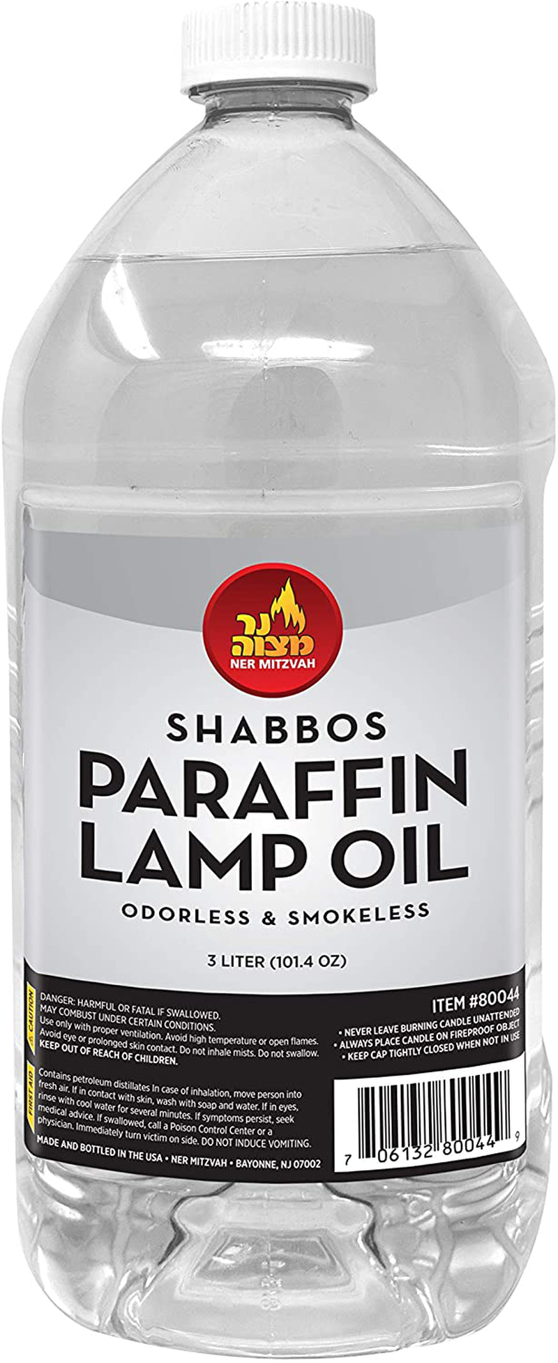 Ner Mitzvah Paraffin Lamp Oil - 3 Liter - Clear Smokeless, Odorless, Clean Burning Fuel for Indoor and Outdoor Use - (101.4 oz) Home & Garden > Lighting Accessories > Oil Lamp Fuel Ner Mitzvah   