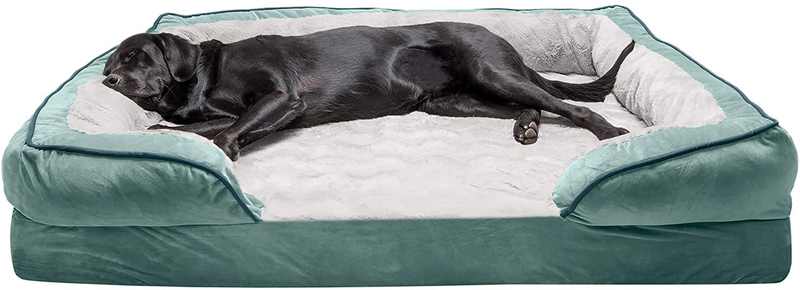 Furhaven Orthopedic, Cooling Gel, and Memory Foam Pet Beds for Small, Medium, and Large Dogs and Cats - Luxe Perfect Comfort Sofa Dog Bed, Performance Linen Sofa Dog Bed, and More Animals & Pet Supplies > Pet Supplies > Dog Supplies > Dog Beds Furhaven Velvet Waves Celadon Green Sofa Bed (Cooling Gel Foam) Jumbo Plus (Pack of 1)