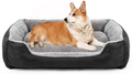 Dog Bed, Dog Bed for Medium Dogs, Washable Rectangular Pet Bed with Warm Breathable, Bottom with Soft Cotton and Coral Fleece Animals & Pet Supplies > Pet Supplies > Dog Supplies > Dog Beds Teodty Black M(28'' x 22'') 