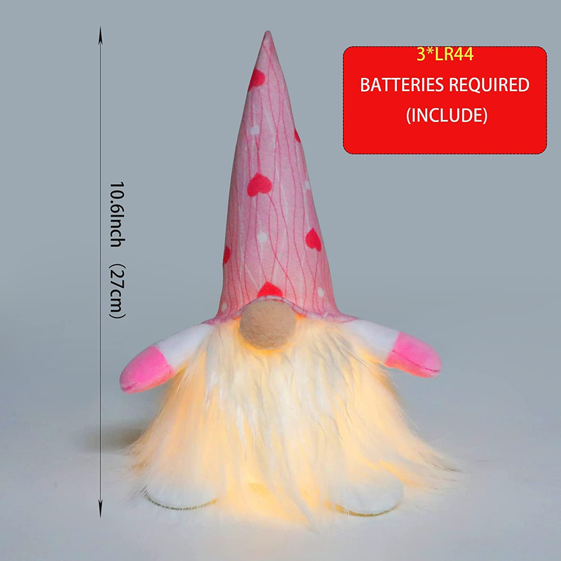 Gigoitly 2Pcs Valentine’S Day Light up Gnomes Plush Decoration – Valentines Day Lighted Mr & Mrs Scandinavian Tomte Elf Decorations for Table Décor Present Gifts