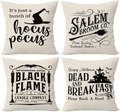 SIBOSUN Set of 4 Halloween Throw Pillow Covers 18x18 Inches for Owl/Crow/Pumpkin/Skull Halloween Decor Vintage Pillow Case Linen Square Cushion Covers for Sofa Couch Bed Home Outdoor Car