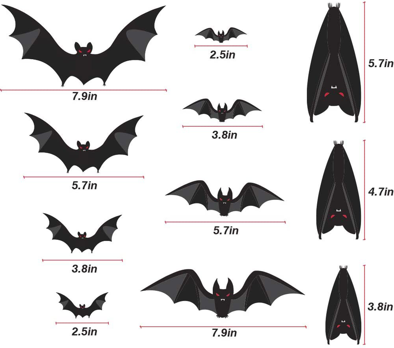 TMCCE 107 Piece Halloween Party Decorations Black Bats Spiders Glass Window Clings Decals Stickers for Halloween Party Supplies Favor Arts & Entertainment > Party & Celebration > Party Supplies TMCCE   