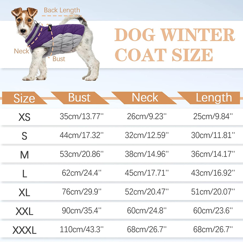 Dog Winter Jacket Cozy Reflective Waterproof Dog Coat Windproof Warm Pet Garment, Comfortable Cold Weather Fleece Apparel Outfits with Zipper Closure for Small Medium Large Dogs Puppy Walking Hiking Animals & Pet Supplies > Pet Supplies > Dog Supplies > Dog Apparel OUOBOB   