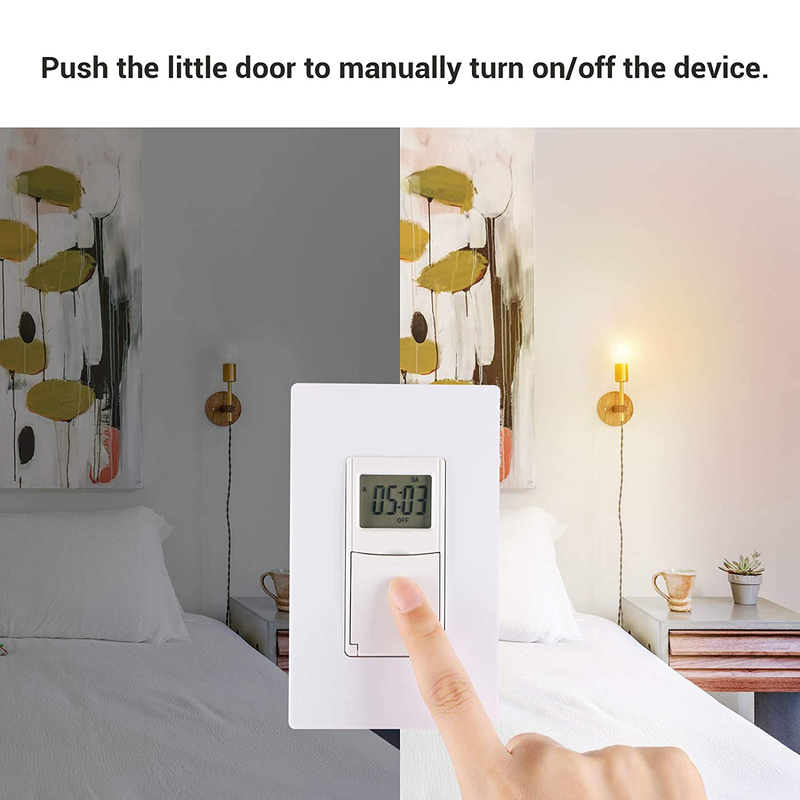 DEWENWILS Indoor in Wall Light Switch with Timer, 7 Day, 7 ON/Off Settings, DST RDM Mode, Programmable for Lights, Fans, Motors, Neutral Wire Required, ETL Listed